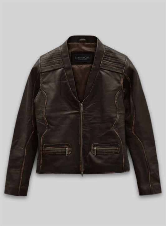 Rubbed Brown Leather Jacket # 287
