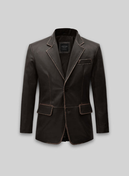 Rubbed Brown Medieval Leather Blazer