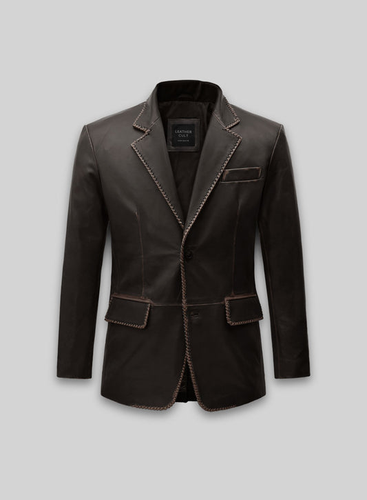 Rubbed Brown Medieval Leather Blazer