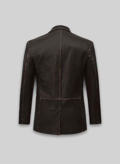 Rubbed Brown Medieval Leather Blazer