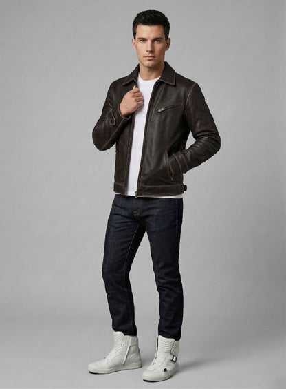 Rubbed Brown Taylor Lautner The Twilight Saga Leather Jacket