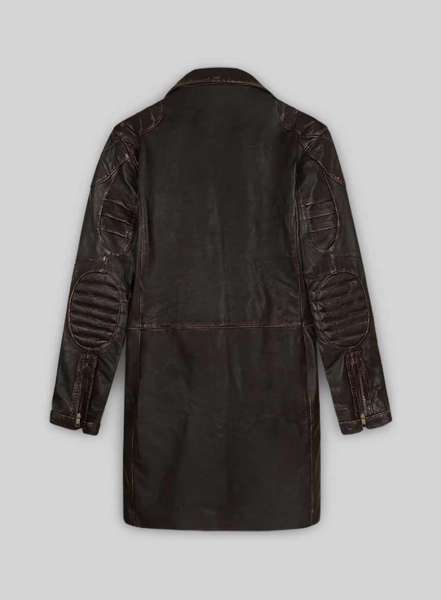 Rubbed Brown Will Smith I Robot Leather Trench Coat