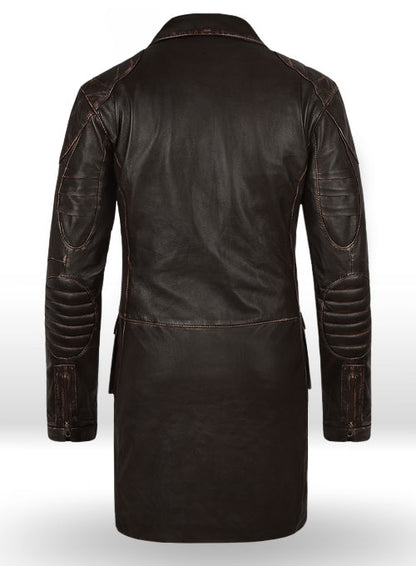 Rubbed Brown Will Smith I Robot Leather Trench Coat - LeatherCult
