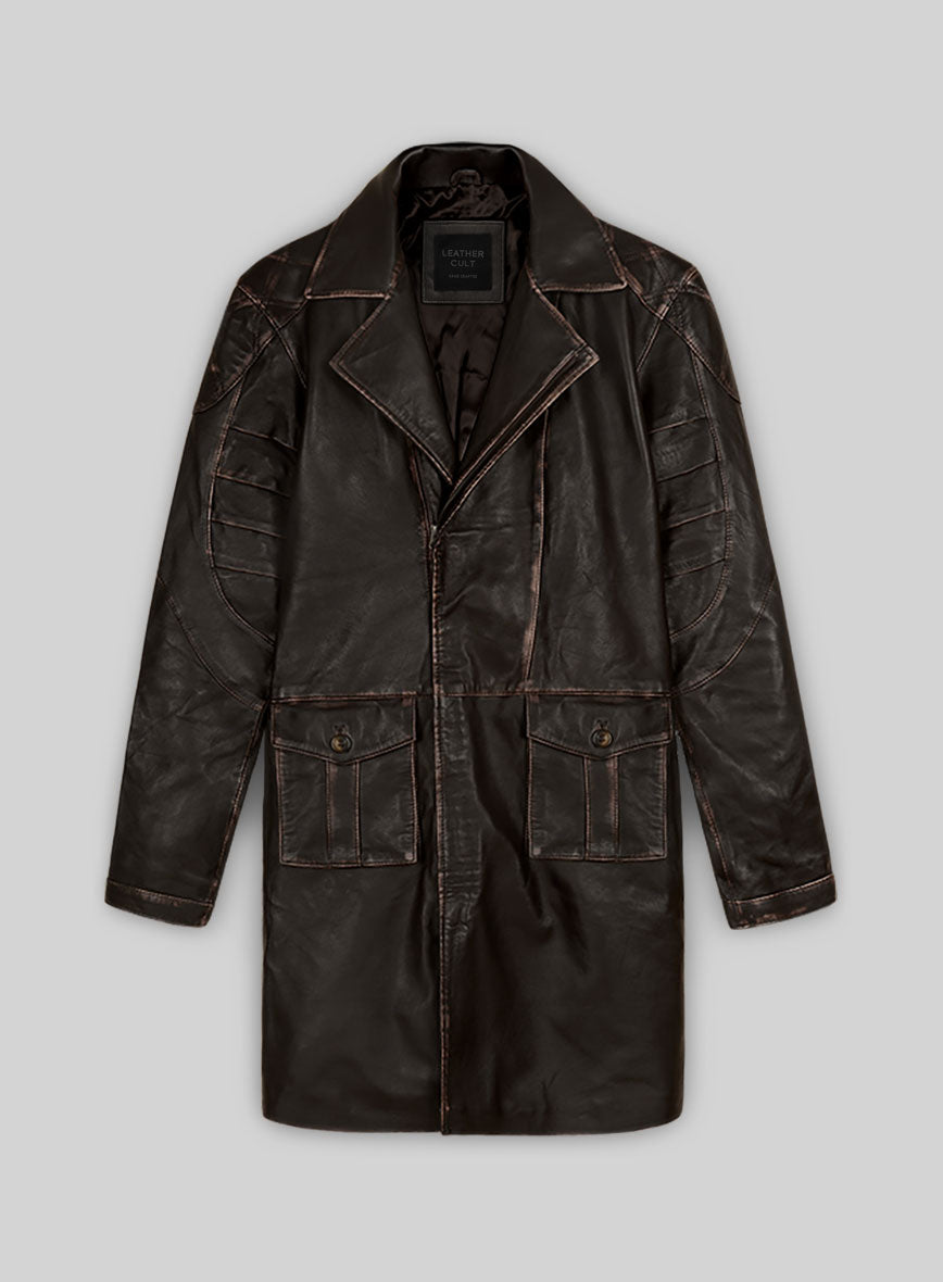 Rubbed Brown Will Smith I Robot Leather Trench Coat