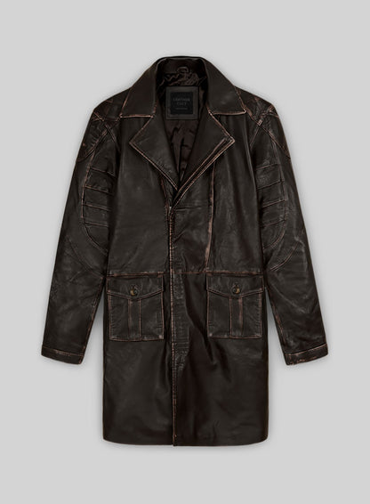 Rubbed Brown Will Smith I Robot Leather Trench Coat