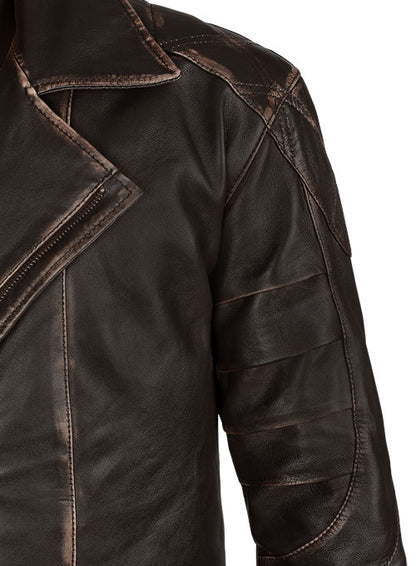Rubbed Brown Will Smith I Robot Leather Trench Coat - LeatherCult