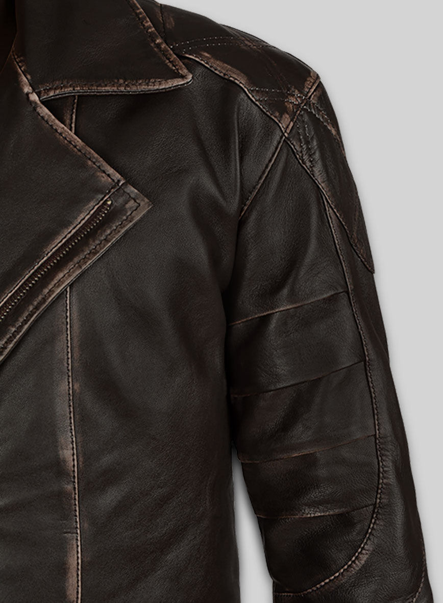 Rubbed Brown Will Smith I Robot Leather Trench Coat