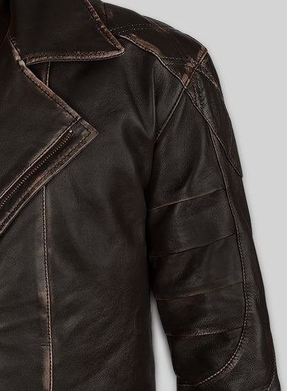 Rubbed Brown Will Smith I Robot Leather Trench Coat