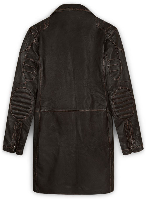 Rubbed Brown Will Smith I Robot Leather Trench Coat - LeatherCult