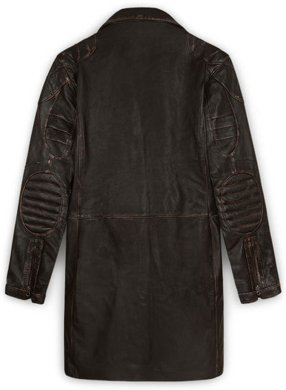 Rubbed Brown Will Smith I Robot Leather Trench Coat - LeatherCult