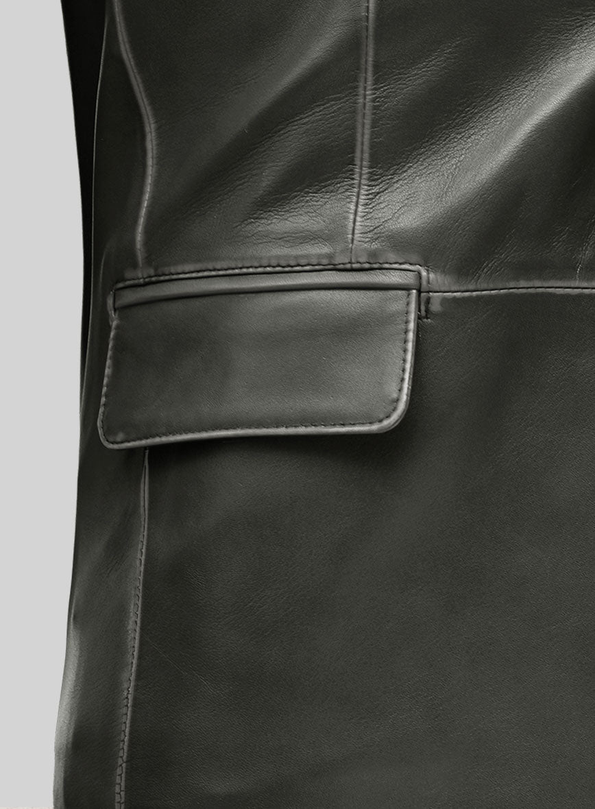 Rubbed Charcoal Leather Blazer - LeatherCult
