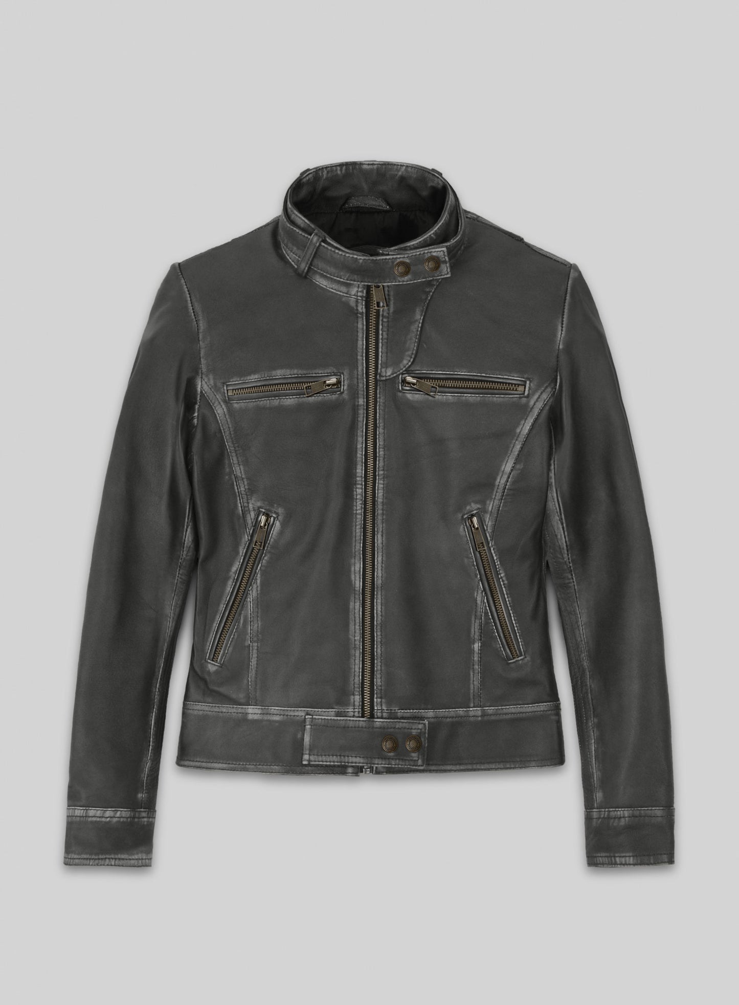 Rubbed Charcoal Leather Jacket # 217