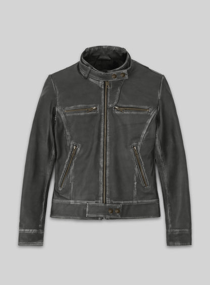 Rubbed Charcoal Leather Jacket # 217