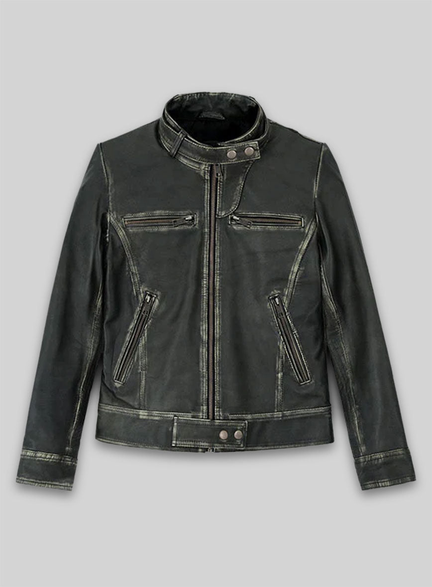 Rubbed Charcoal Leather Jacket # 217