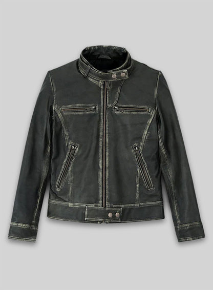 Rubbed Charcoal Leather Jacket # 217