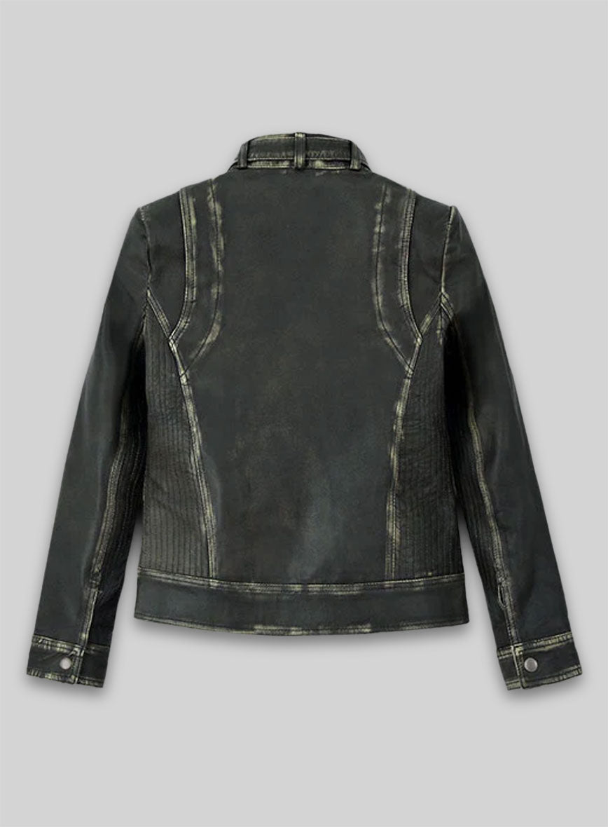 Rubbed Charcoal Leather Jacket # 217