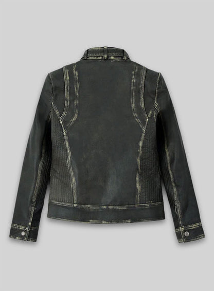 Rubbed Charcoal Leather Jacket # 217