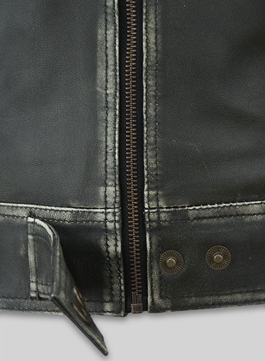 Rubbed Charcoal Leather Jacket # 217