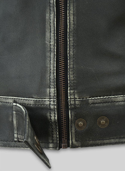Rubbed Charcoal Leather Jacket # 217