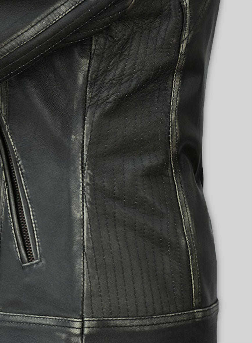 Rubbed Charcoal Leather Jacket # 217