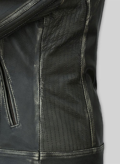 Rubbed Charcoal Leather Jacket # 217