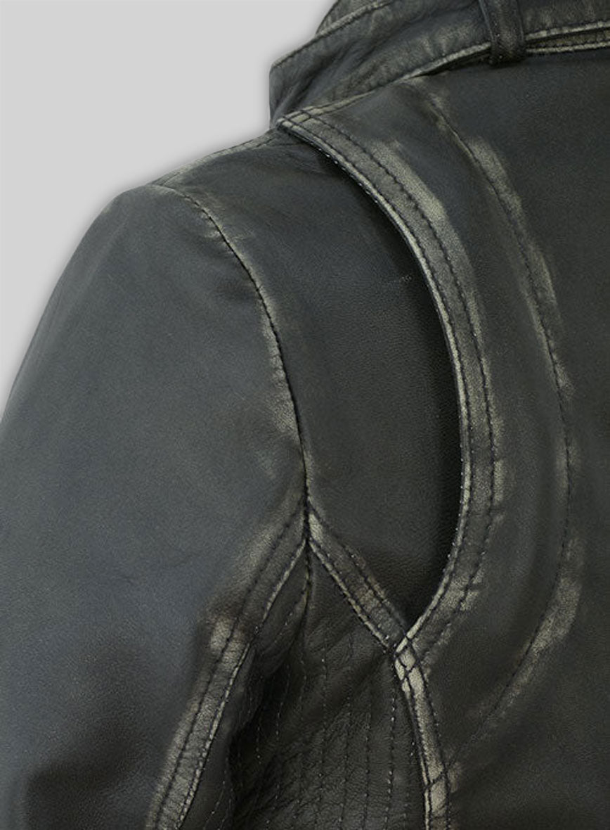 Rubbed Charcoal Leather Jacket # 217