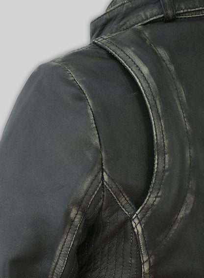 Rubbed Charcoal Leather Jacket # 217