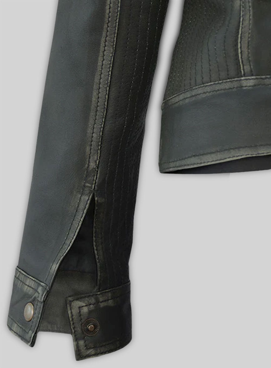 Rubbed Charcoal Leather Jacket # 217