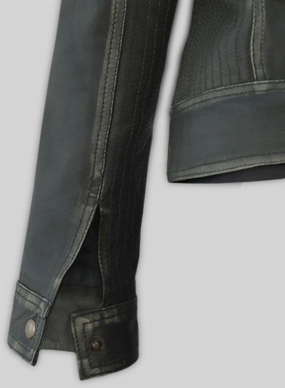 Rubbed Charcoal Leather Jacket # 217