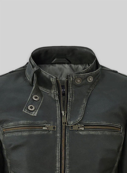 Rubbed Charcoal Leather Jacket # 217