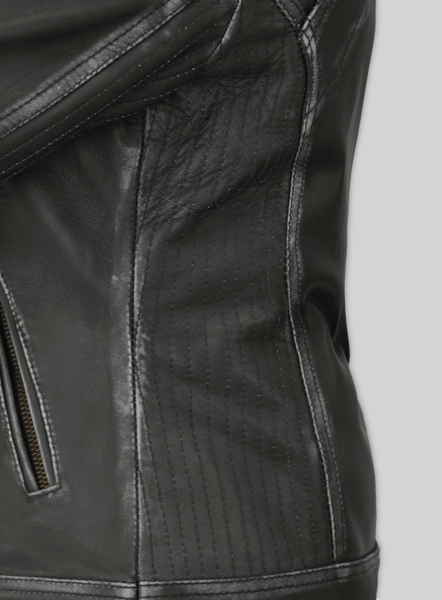 Rubbed Charcoal Leather Jacket # 217