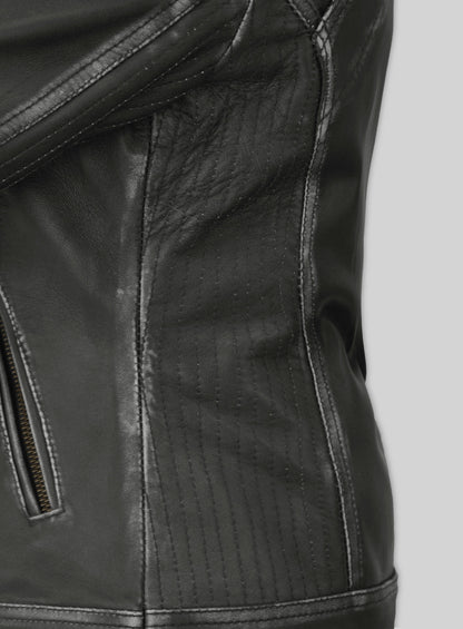 Rubbed Charcoal Leather Jacket # 217