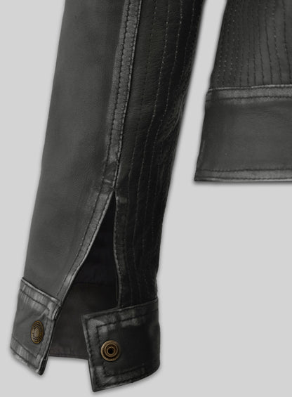 Rubbed Charcoal Leather Jacket # 217