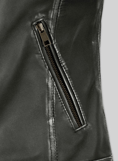 Rubbed Charcoal Leather Jacket # 217