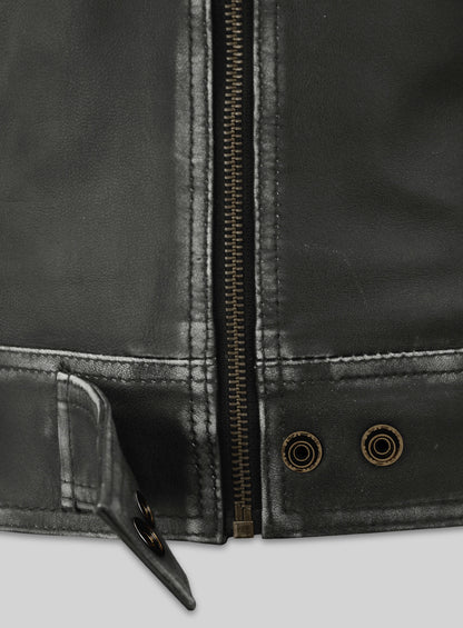 Rubbed Charcoal Leather Jacket # 217