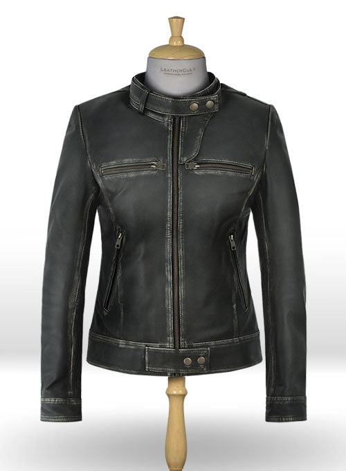 Rubbed Charcoal Leather Jacket # 217 - LeatherCult