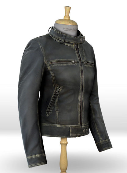 Rubbed Charcoal Leather Jacket # 217 - LeatherCult