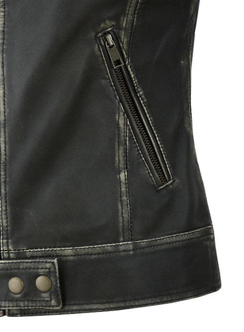 Rubbed Charcoal Leather Jacket # 217 - LeatherCult