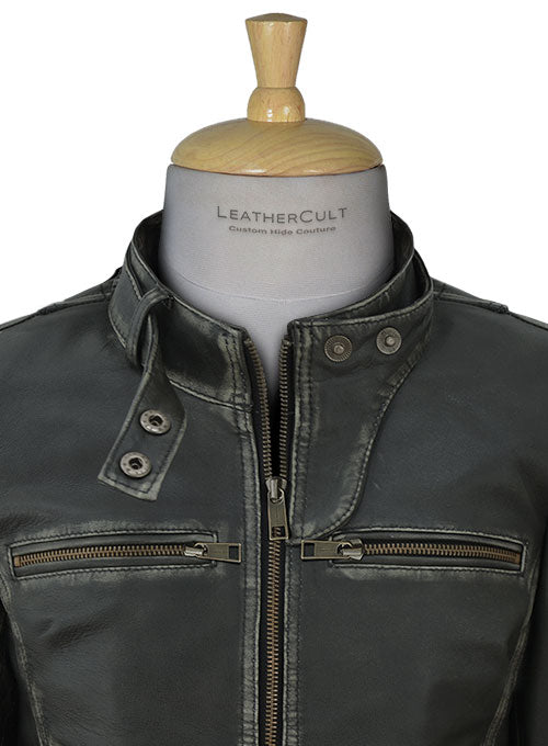 Rubbed Charcoal Leather Jacket # 217 - LeatherCult