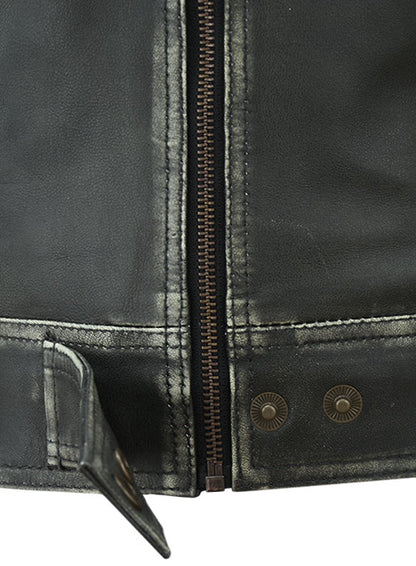Rubbed Charcoal Leather Jacket # 217 - LeatherCult