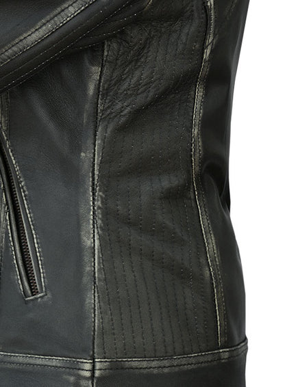 Rubbed Charcoal Leather Jacket # 217 - LeatherCult