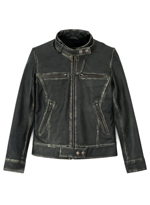 Rubbed Charcoal Leather Jacket # 217 - LeatherCult