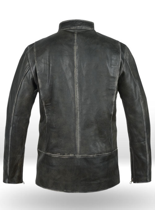Rubbed Charcoal Mark Wahlberg Daddys Home Leather Jacket - LeatherCult