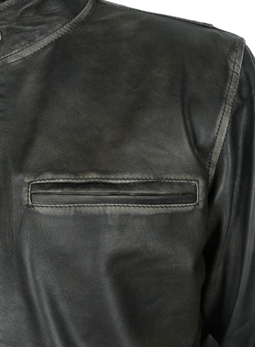 Rubbed Charcoal Mark Wahlberg Daddys Home Leather Jacket - LeatherCult