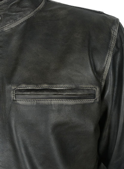 Rubbed Charcoal Mark Wahlberg Daddys Home Leather Jacket - LeatherCult