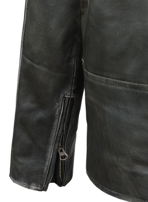 Rubbed Charcoal Mark Wahlberg Daddys Home Leather Jacket - LeatherCult