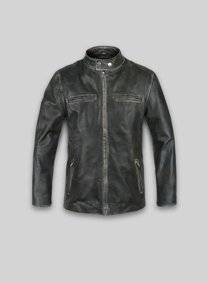 Rubbed Charcoal Mark Wahlberg Daddys Home Leather Jacket