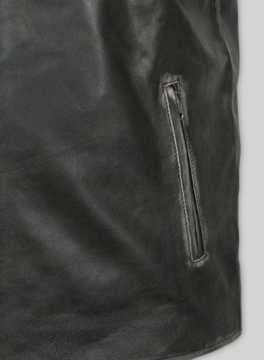 Rubbed Charcoal Mark Wahlberg Daddys Home Leather Jacket