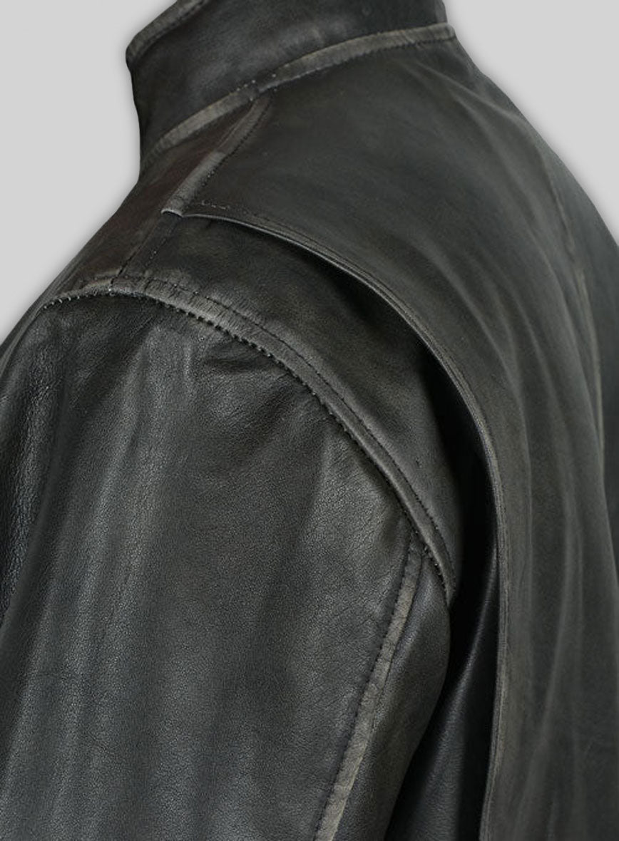 Rubbed Charcoal Mark Wahlberg Daddys Home Leather Jacket