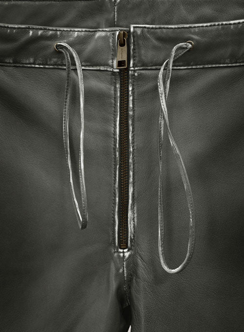Rubbed Charcoal Ricky Martin Leather Pants - LeatherCult